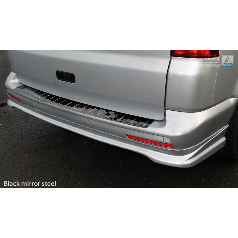 Avisa, ochrana zadního nárazníku, lesklá černá, nerezová ocel, pasuje na VW Transporter T5 2003-2015 (all) & T6 2015- / FL 2019- (se zadními dveřmi) 'Ribs'