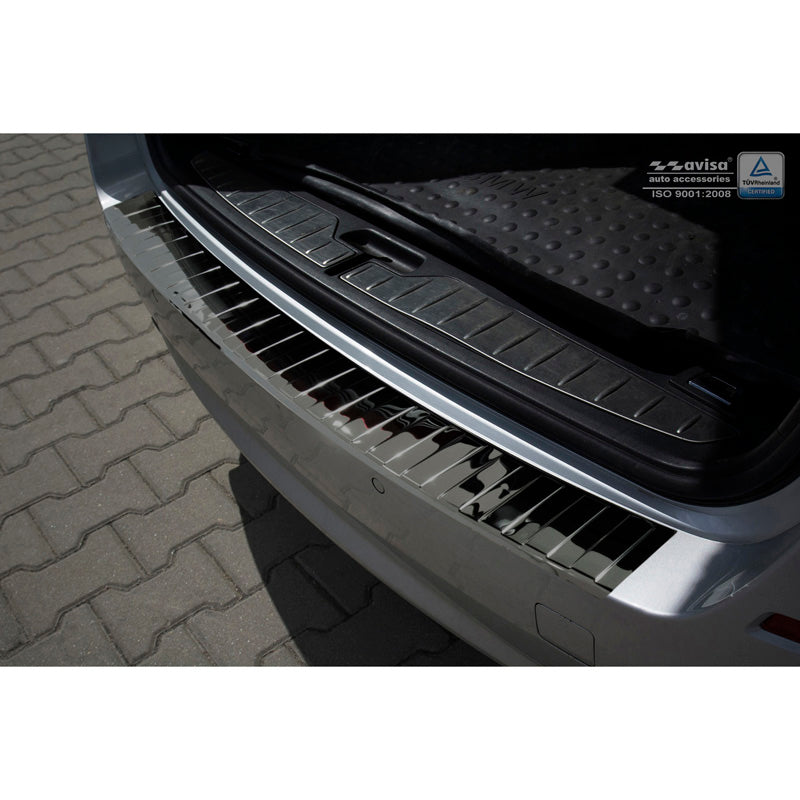Avisa, Rear bumper protector, Glossy Black, Stainless steel, fits BMW 5-Series F11 Touring 2010-2016 'Ribs'