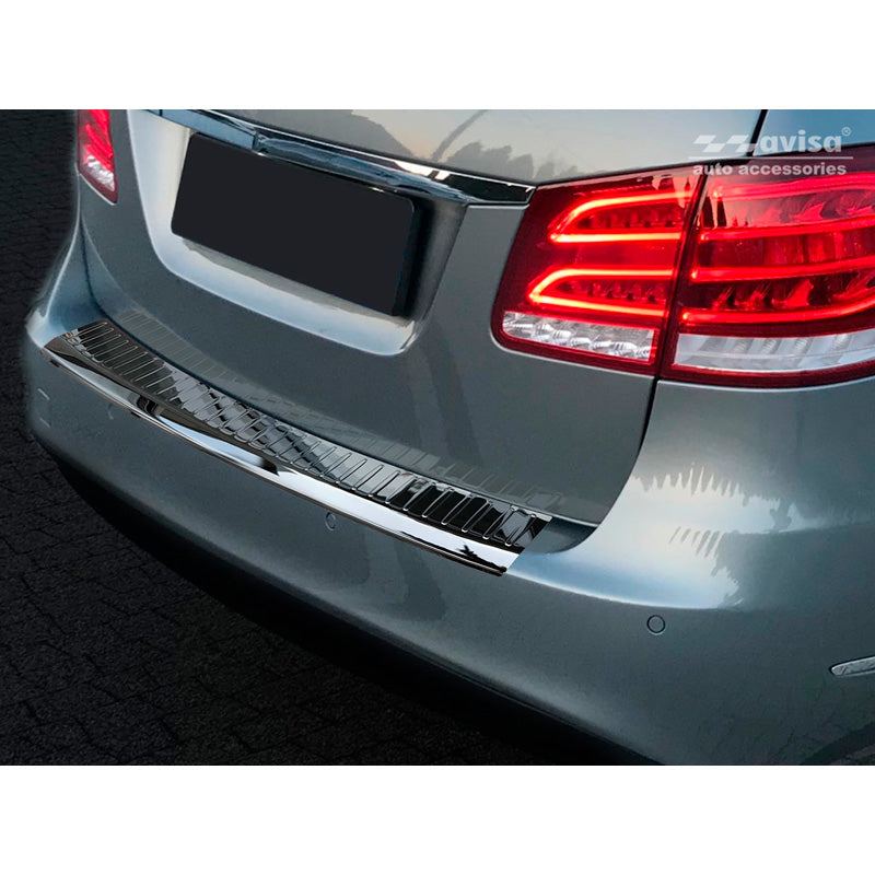 Avisa, protezione paraurti posteriore, nero lucido, acciaio inossidabile, adatto a Mercedes E-Class W212 station wagon 2013-2016 'Ribs'