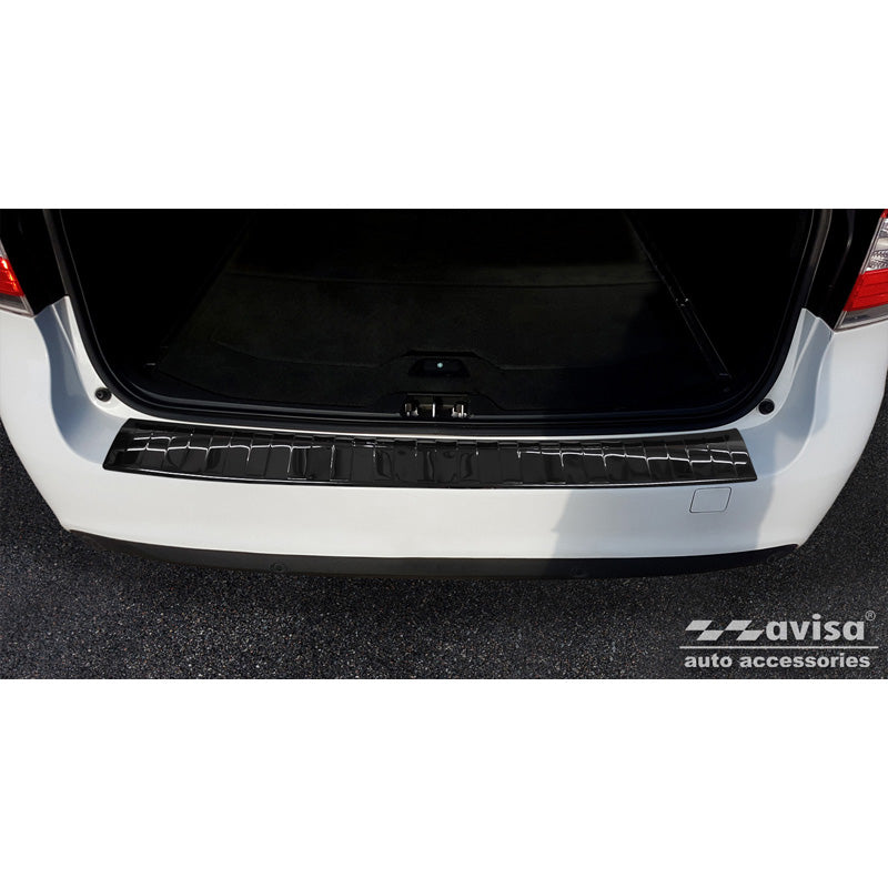Avisa, protection de pare-chocs arrière, noir brillant, acier inoxydable, compatible avec Volvo V70 Facelift 2013-2016 'Ribs'