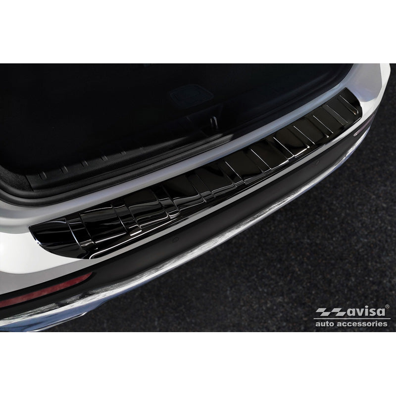 Avisa, ochrana zadního nárazníku, lesklá černá, nerezová ocel, vhodné pro Mercedes GLB (X247) včetně AMG 2019- 'Ribs'