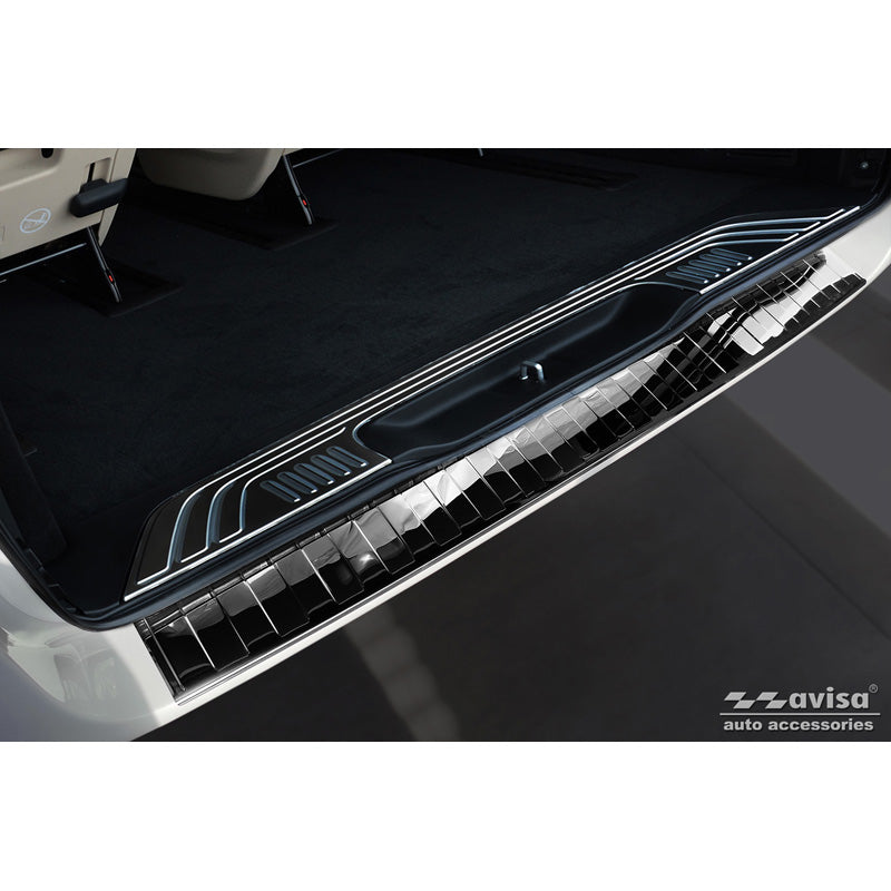 Avisa, Rear Bumper Protector, Glossy Black, Stainless Steel, Fits Mercedes Vito / V-Class 2014-2019 & Facelift 2019- 'Ribs' 'XL'