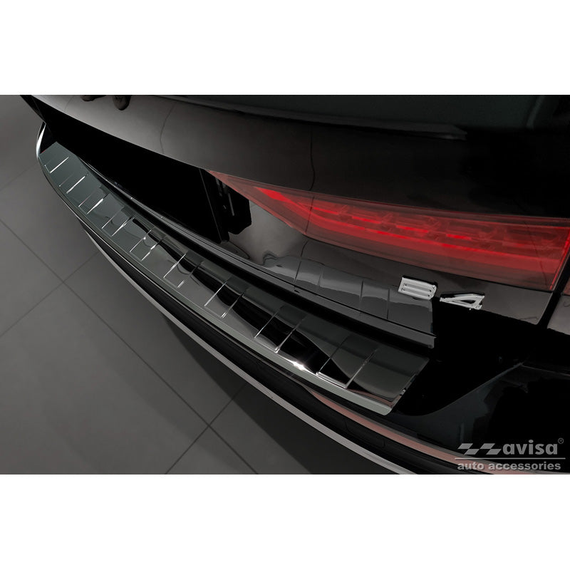 Avisa, ochrana zadního nárazníku, lesklá černá, nerezová ocel, vhodné pro Volvo V60 II / V60 II Cross Country 2018- & V60 II Plug- In Hybrid / R-Design 2019- 'Ribs'