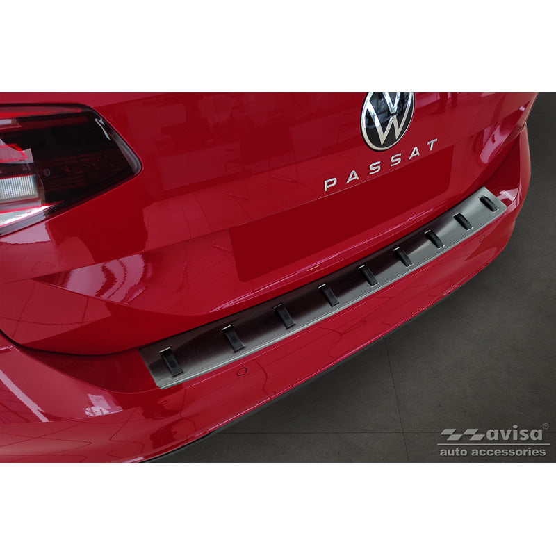 Avisa, ochranný kryt zadního nárazníku, černá, nerezová ocel, vhodný pro Volkswagen Passat Variant 2014-2019 & Facelift 2019-2023 (včetně R-Line/Alltrack) 'STRONG EDITION'