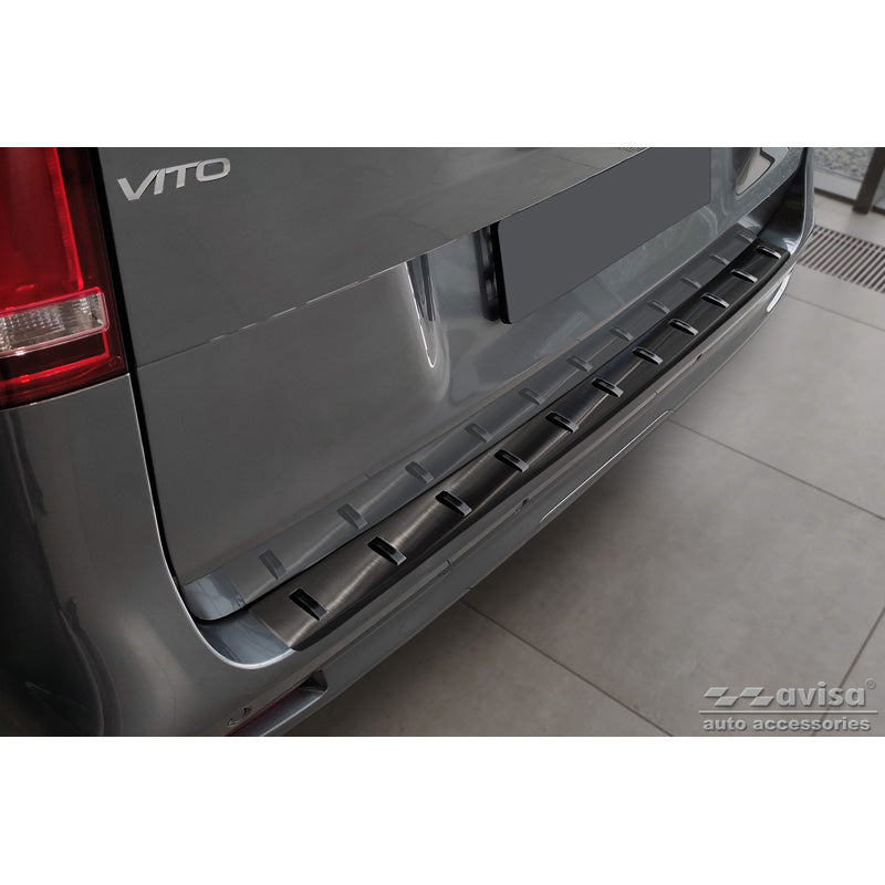 Avisa, Rear bumper protector, Black, Stainless steel, fits Mercedes Vito / V-Class 2014-2019 & Facelift 2019- (with Hatch) 'STRONG EDITION'