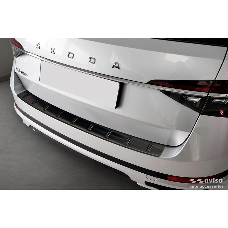 Avisa, Chránič zadního nárazníku, černý, nerezová ocel, vhodné pro Skoda Superb III Combi 2015-2023 incl. Scout 'STRONG EDITION'
