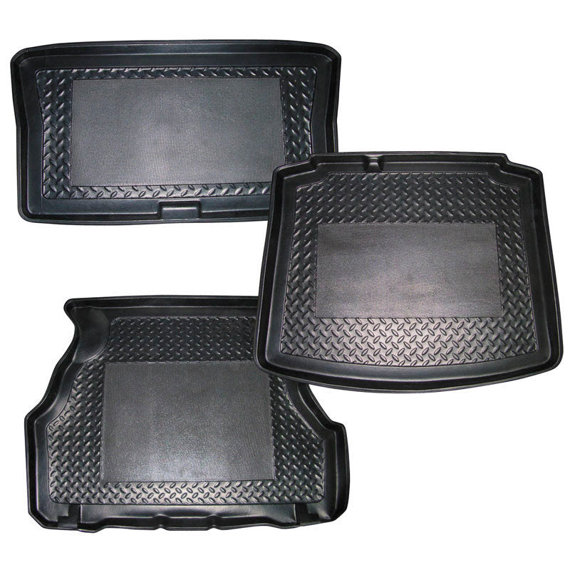 CIKCAR Bac de coffre 'anti-dérapant' sur mesure pour Ford Focus 5-portes 2010- (modèles avec kit anti–crevaison + encoche pour roue de secours)