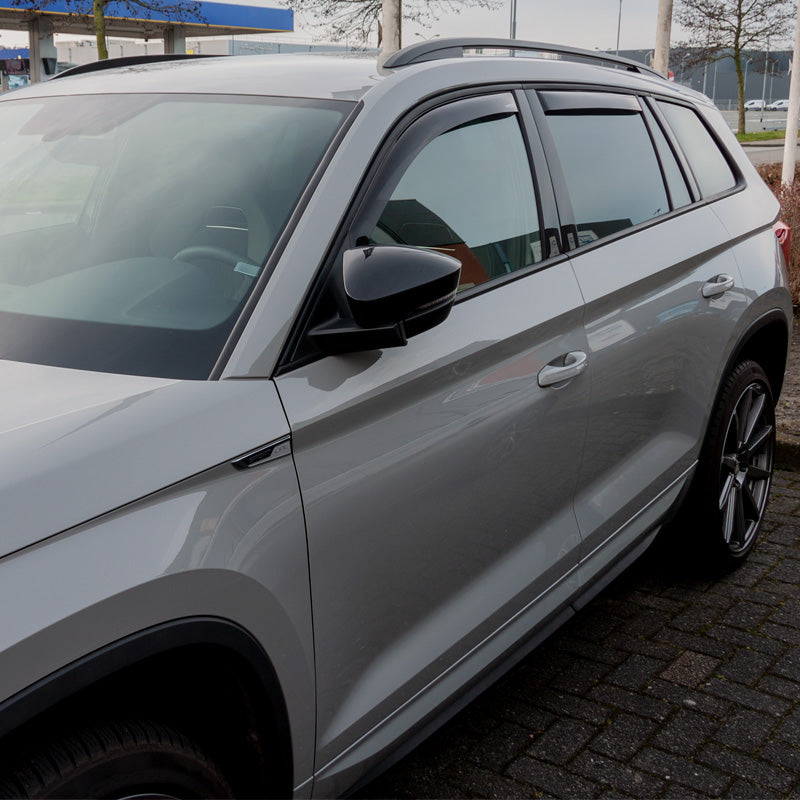 ClimAir, Wind deflectors for front doors, Dark, fits Skoda Kodiaq 2017- (with black windowslot only)