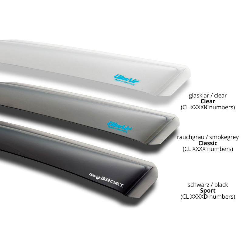 ClimAir, Wind deflectors for front doors, Dark, fits Ford Escort/Orion 3 doors 1990-1998