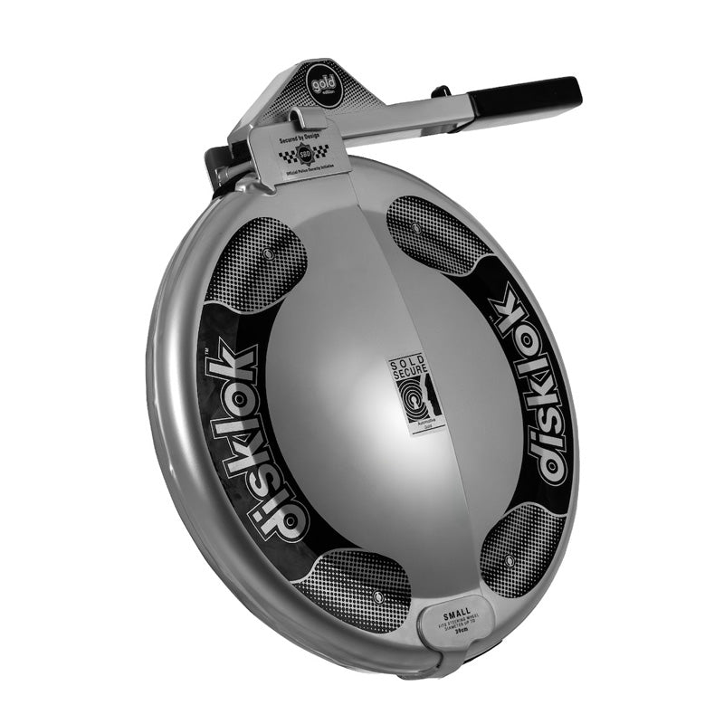 Disklok, Bloqueo de volante 'Gold Edition', Pequeño, 35-39 cm, Plata, Aprobado SCM MP-03