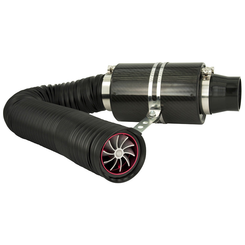 AutoStyle, sistema universale filtro aria con turboventola - look carbonio - tubo da 1m - 2 adattatori