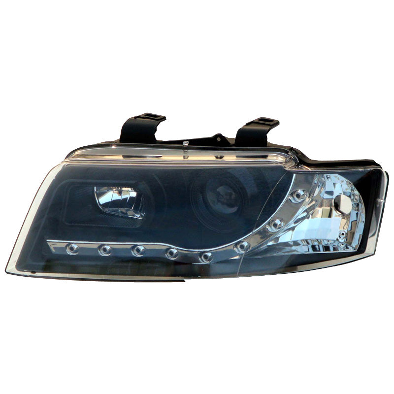 Přední světlomety, vzhled DRL pasuje na Audi A4 8E/B6 2001-2004 - černé