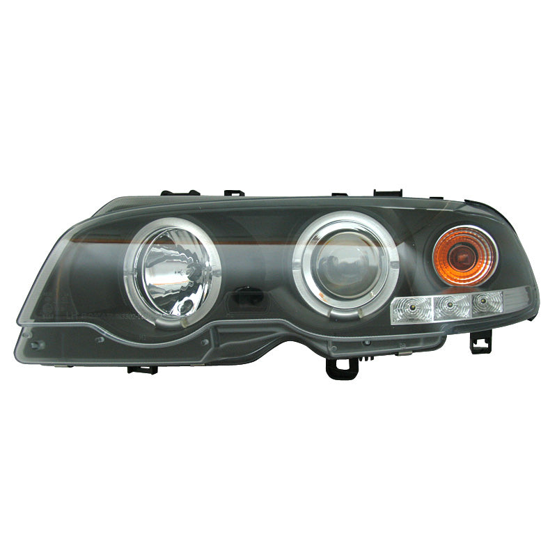 Faros, compatible con BMW 3-Series E46 Coupe/Convertible 1999-2002 - negro - incl. Halos