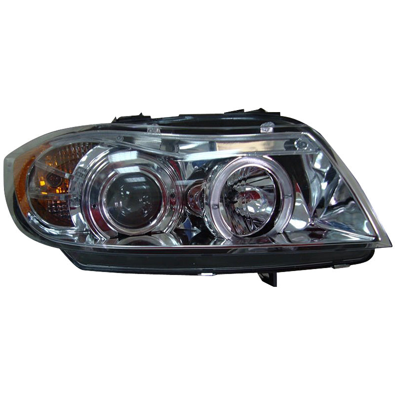 Faros delanteros, compatible con BMW 3-Series E90/E91 Sedan/Touring 2005-2008 - Cromo - incl. Halos
