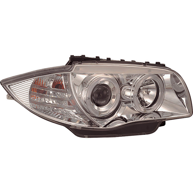 Přední světlomety, vhodné pro BMW 1-Series E81/E87 2004-2011 - chrom - vč. Halos