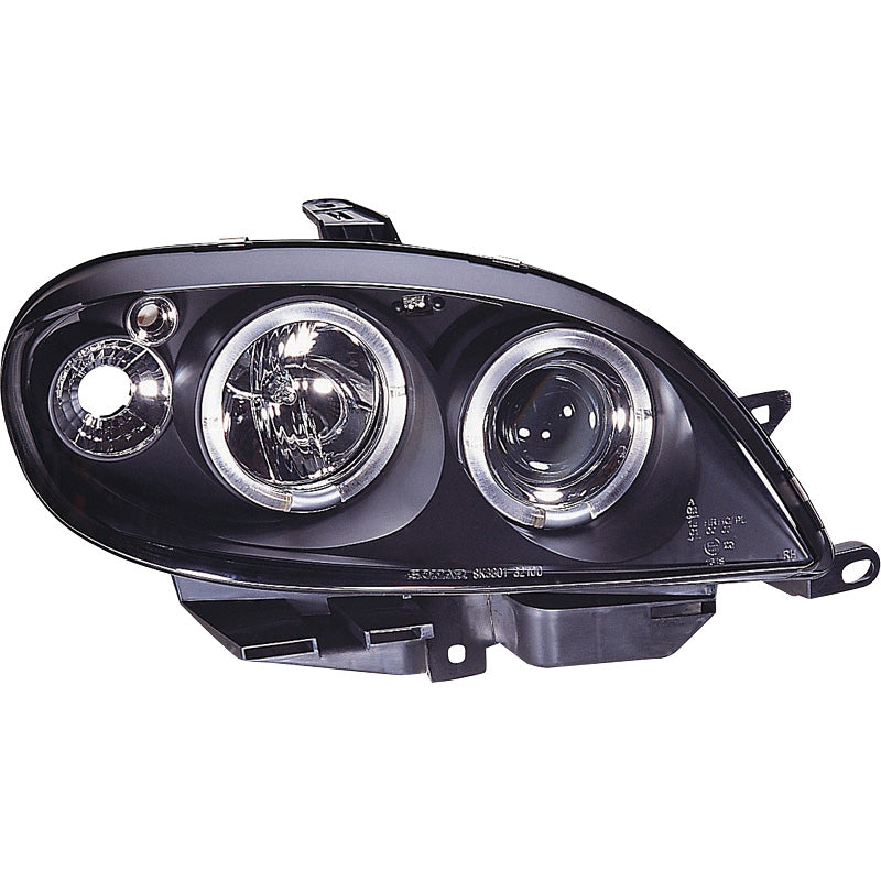 Headlights, fits Citroën Saxo 2000-2003 - black - incl. Halos