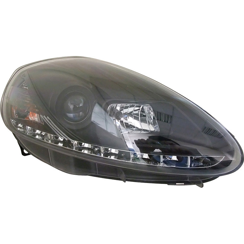 Faros delanteros, aspecto DRL compatibles con Fiat Grande Punto 2005-2008 - negro