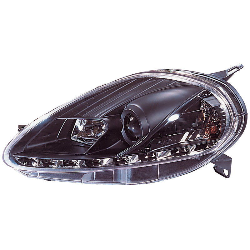 Faros delanteros, aspecto DRL, compatibles con Fiat Grande Punto 2008- - negro