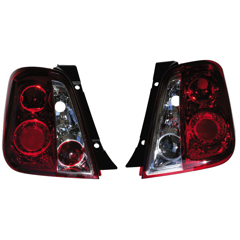 Fari posteriori, adatti a Fiat 500 2007- - Rosso/Trasparente