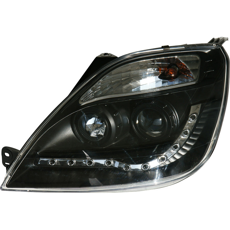 Przednie reflektory, DRL-Look pasuje do Ford Fiesta VI 2002-2008 - czarny - w tym silnik regulacji