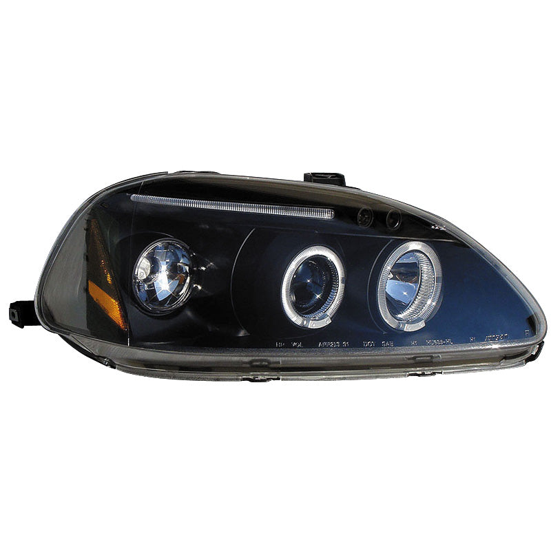 Faros delanteros, compatibles con Honda Civic 1996-1999 - negro - incl. Halos