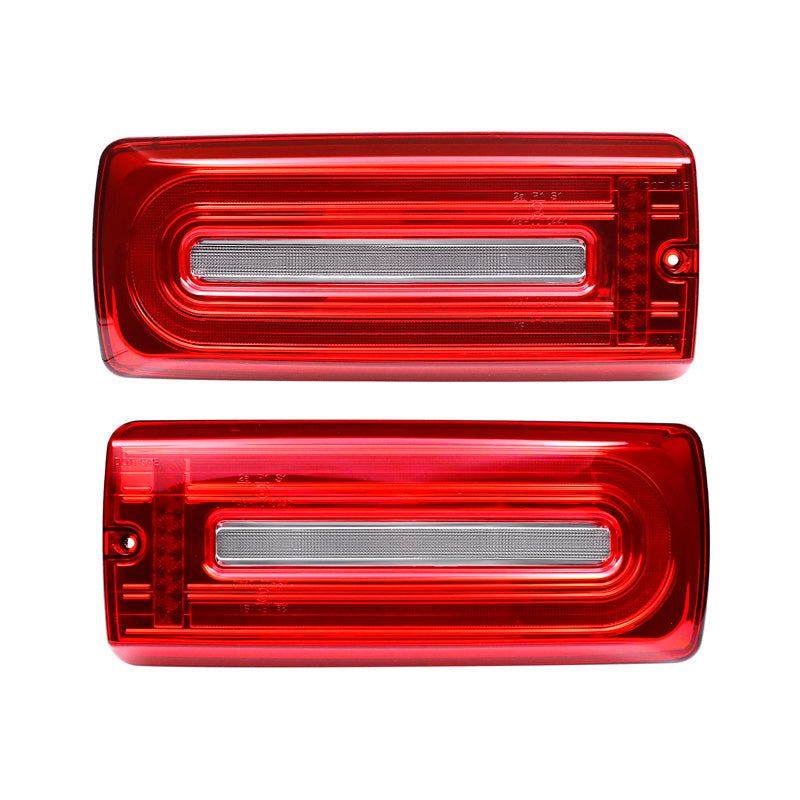 AutoStyle, pilotos traseros LED, apto para Mercedes G-Class W463 G500/G550/G55/G63 AMG 1999-2018 - Rojo/Transparente - incl. luz de conducción dinámica