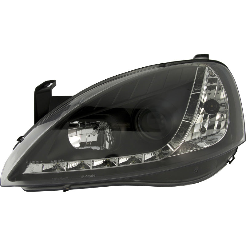 Reflektory, DRL-Look pasują do Opel Corsa C 2000-2004 - czarne