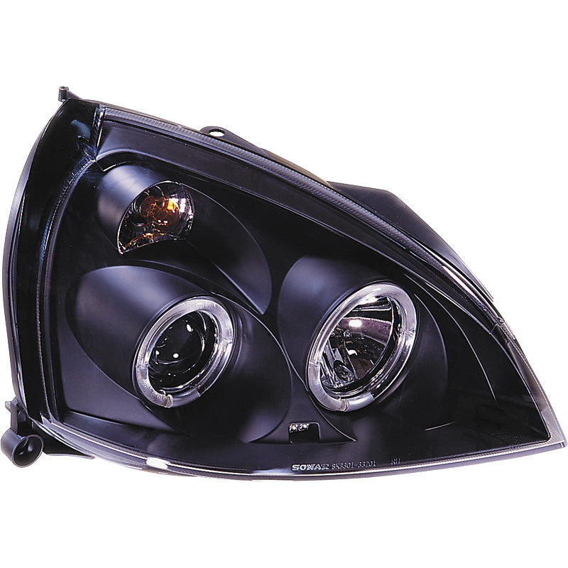 Faros, compatibles con Renault Clio II Facelift 2001-2005 - negro - incl. Halos