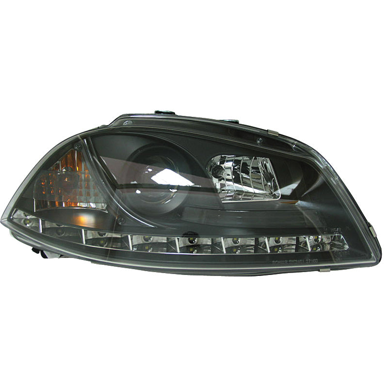 Headlights, DRL-Look fits Seat Ibiza/Cordoba 6L 2002-2008 - black