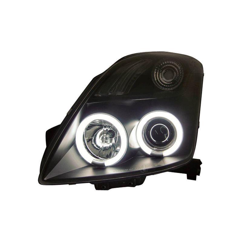 Reflektory, pasują do Suzuki Swift II 2005-2010 - czarne - z CCFL Halos