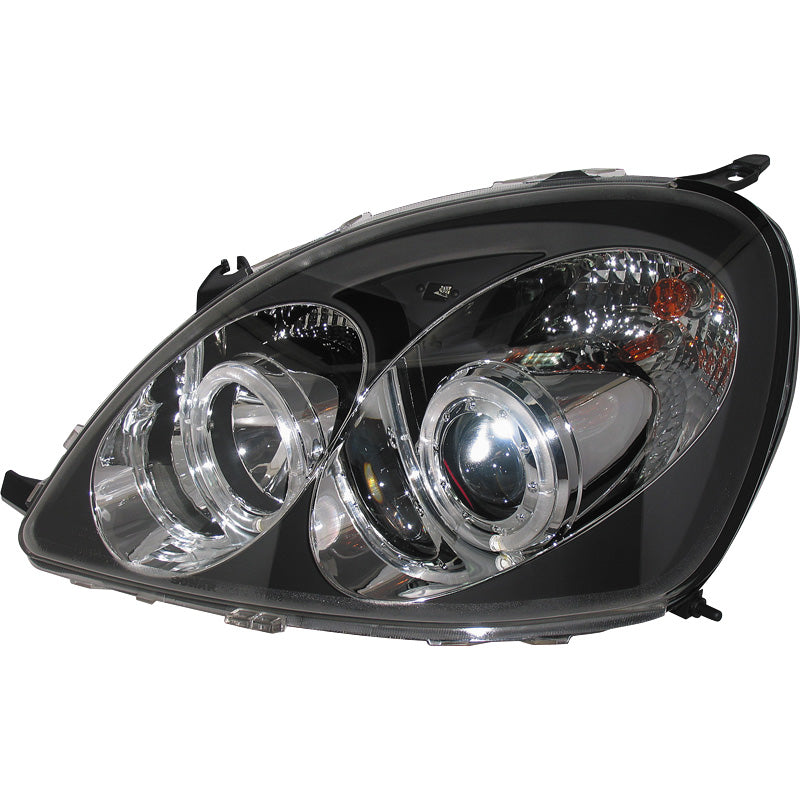 Headlights, fits Toyota Yaris I 1999-2003 - black - including Halos
