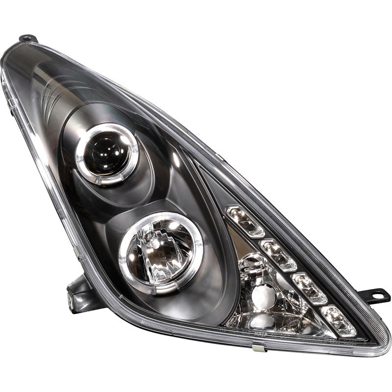 Reflektory przednie, pasują do Toyota Celica 2001-2005 - czarne - z Halos