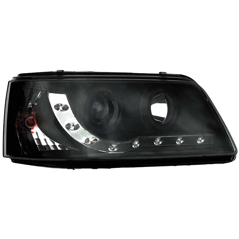 Přední světlomety, DRL-Look pasují na Volkswagen T5 2003-2010 - černé