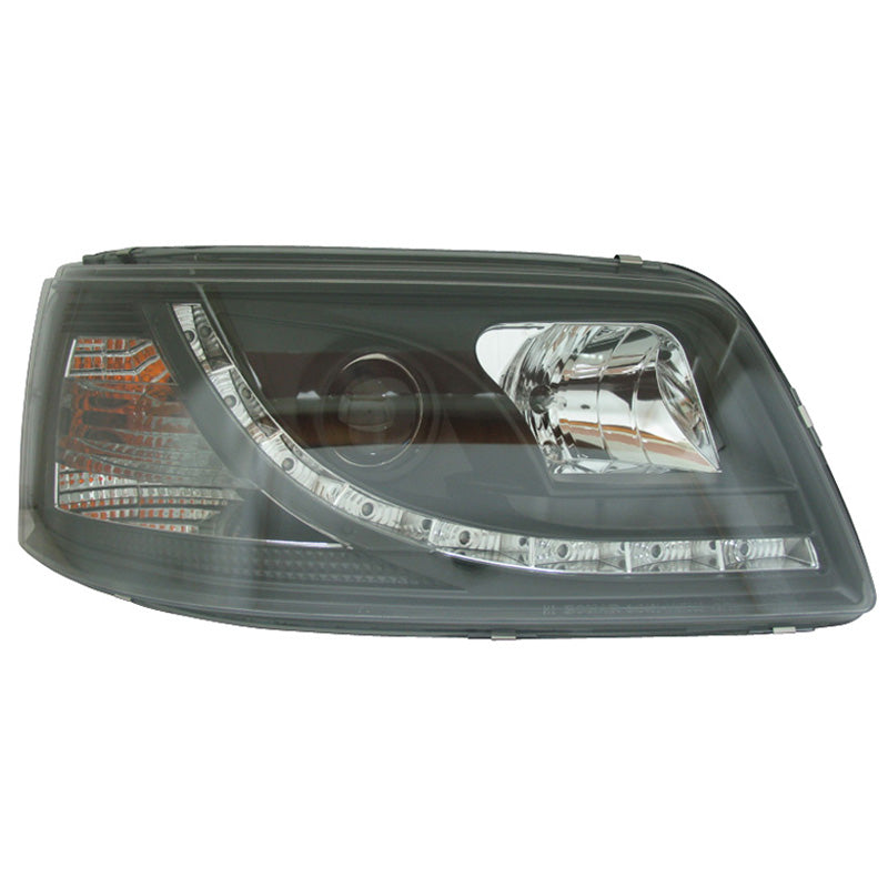 Přední světlomety, DRL pasují na Volkswagen T5 2003-2010 - černé