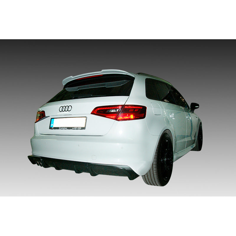 Motordrome, minigonna paraurti posteriore (diffusore), adatta per Audi A3 8V Sportback 2012-2016 (incavo scarico a sinistra) (ABS)