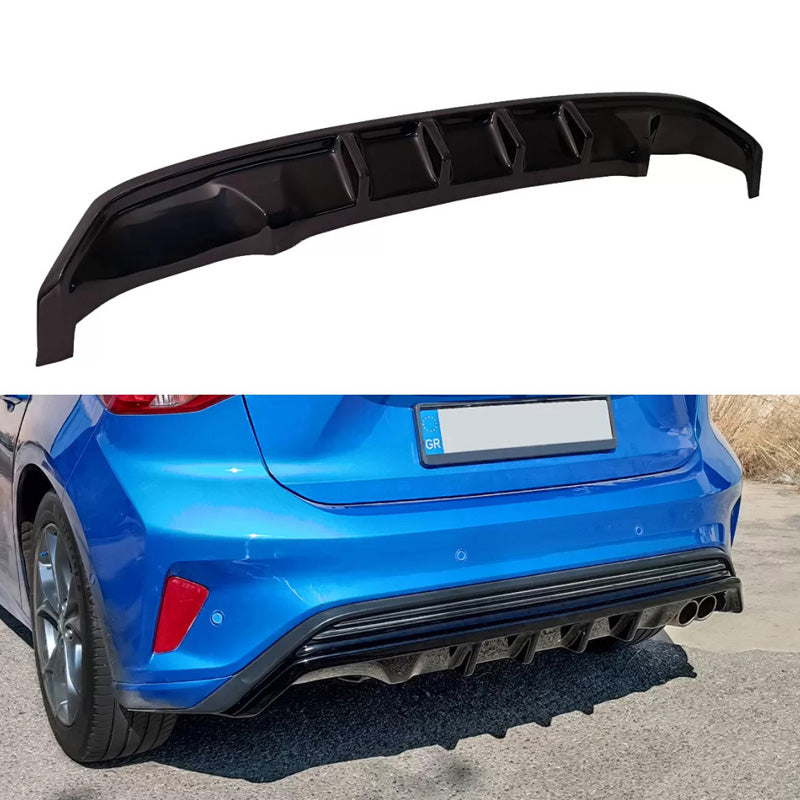 Motordrome, Grembialatura paraurti posteriore (Diffusore), si adatta a Ford Focus IV ST-Line HB 2018-2022 (ABS Glossy Black)