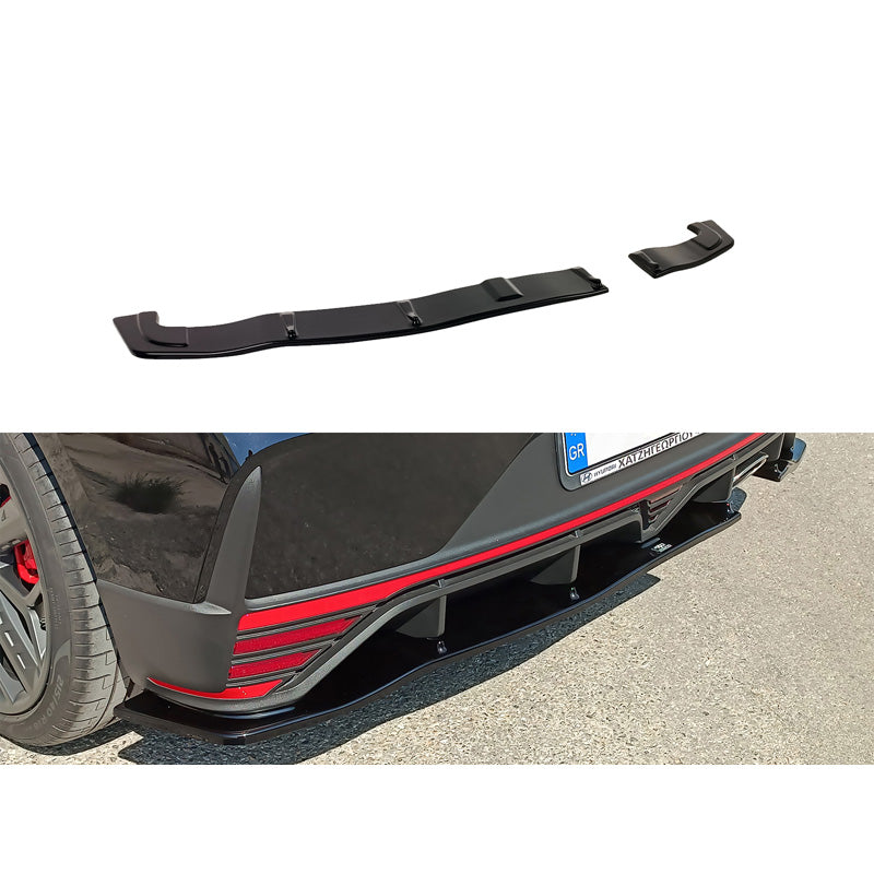 Motordrome, jupe de pare-chocs arrière, convient à Hyundai i20 III N (1.6 T-GDi) 2020- (ABS noir brillant)