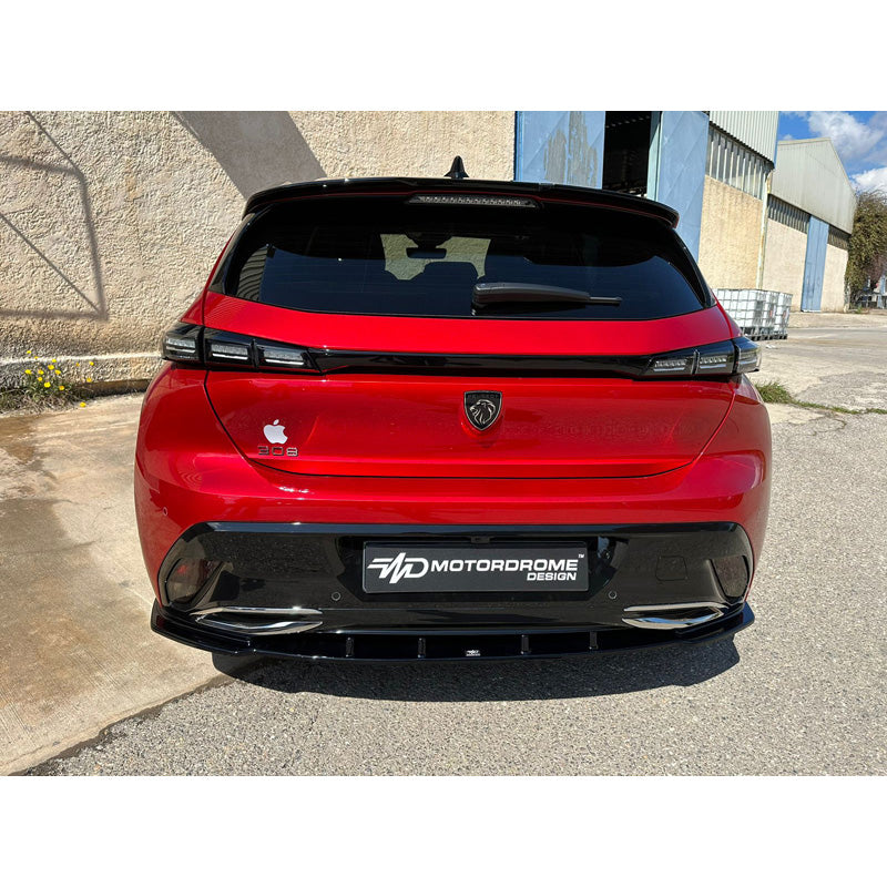 Motordrome, minigonna paraurti posteriore (diffusore), adatta a Peugeot 308 III HB 5 porte 2021- (ABS nero lucido)