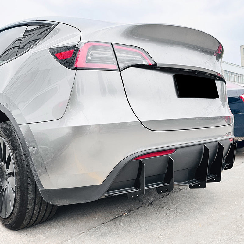 AutoStyle, listwy dyfuzora tylnego zderzaka, błyszczący czarny ABS, pasuje do Tesla Model Y (2019-), 3 szt.