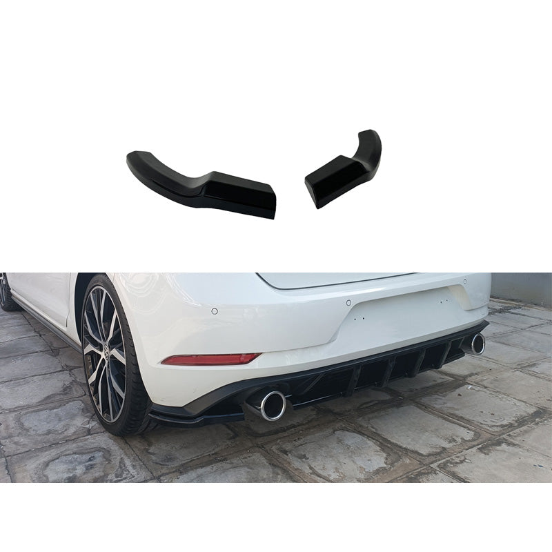 Motordrome, nakładki tylnego zderzaka (narożniki), pasuje do Volkswagen Golf 7.5 GTI 2017-2020 (ABS czarny połysk)
