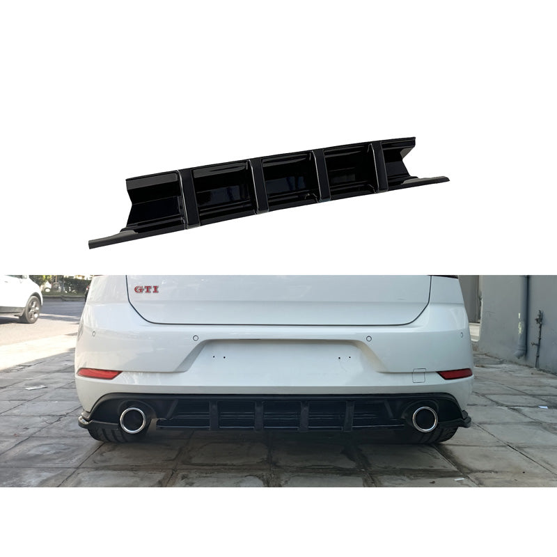 Motordrome, nakładka tylnego zderzaka (dyfuzor), pasuje do Volkswagen Golf 7.5 GTI 2017-2020 (ABS czarny połysk)
