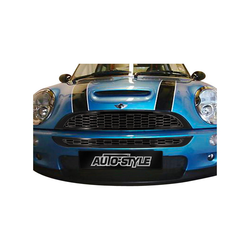 AutoStyle, sportgrille, glanzend zwart past op BMW New Mini R50/R52/R53 2001-2006 (Boven + Onder)