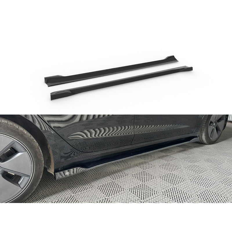 Motordrome, faldones laterales, plástico ABS, negro brillante, compatible con Tesla Model 3 2017-2023 & Facelift 2023-