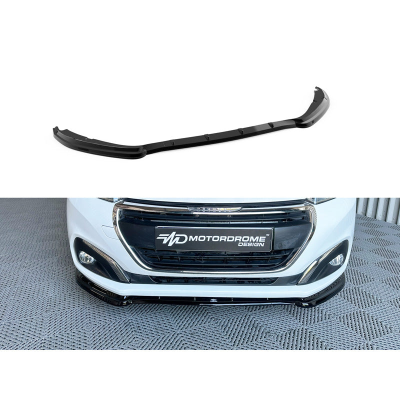 Motordrome, przedni spoiler, aerodynamiczny design, pasuje do Peugeot 208 I Facelift (2015-2019), plastik ABS, czarny