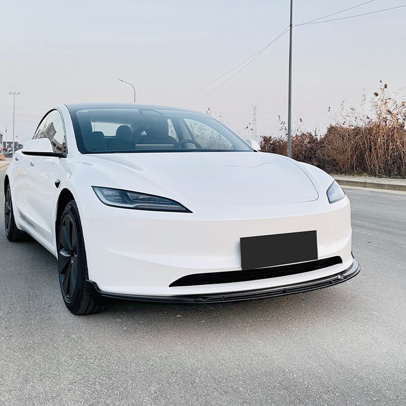 AutoStyle, labio del spoiler delantero, ABS negro brillante, compatible con Tesla Model 3 Facelift 2024-, 3 piezas