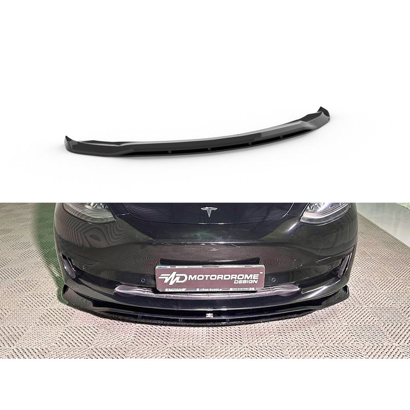 Motordrome, spoiler delantero V.2, compatible con Tesla Model 3 2017-2023, ABS negro brillante