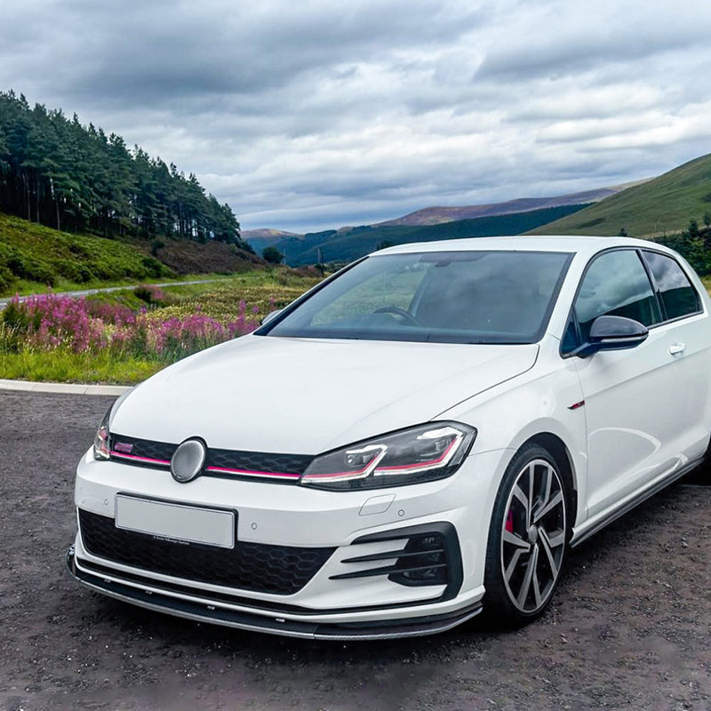 AutoStyle, przedni spojler lip, Glossy Black ABS, pasuje do Volkswagen Golf VII (7.5) GTi/GTD/R/R-Line 2017-2019