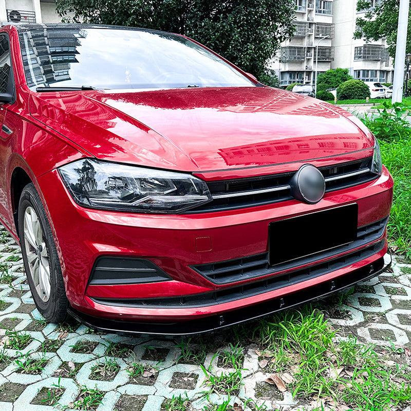 AutoStyle, přední spoilerový lip, lesklá černá ABS, pasuje na Volkswagen Polo (AW) 2017-, kromě R-Line/GTi, 3dílný