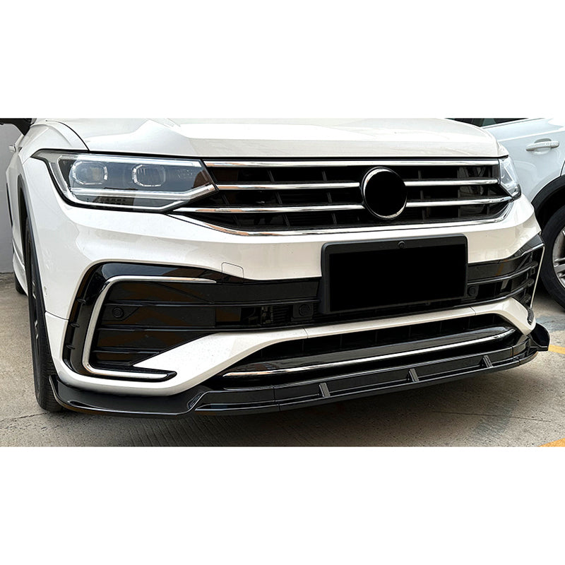 AutoStyle, Front spoiler lip, Fits Volkswagen Tiguan II R-Line Facelift (2020-2024), Glossy black ABS, 3 pieces