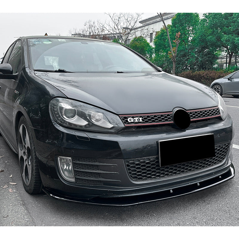 AutoStyle, Frontspoiler lip, Glossy Sort ABS, Passer til Volkswagen Golf VI GTi 2008-2012, 3 dele